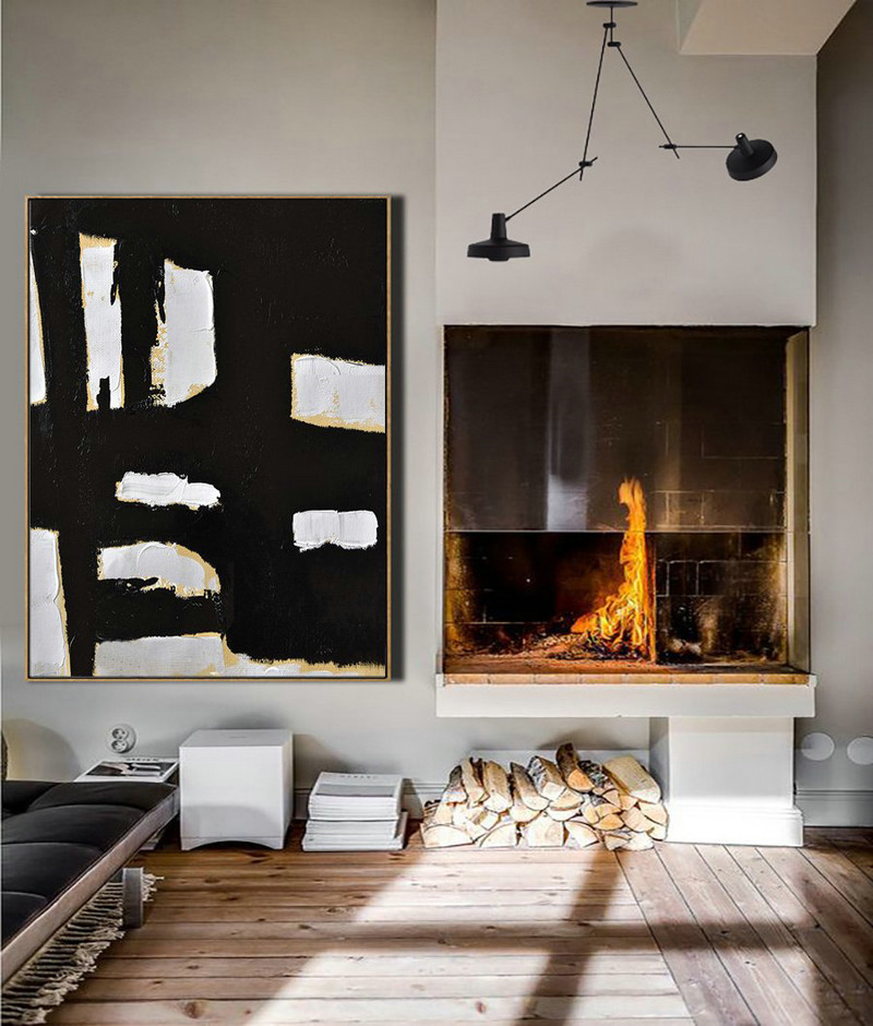 Original Abstract Painting Extra Large Canvas Art,Minimalist Painting On Canvas, Palette Knife Vertical Minimal Art - Large Wall Canvas